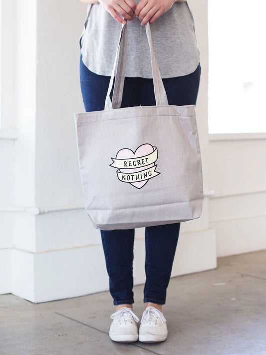 Canvas Daily Grind Tote - Regret Nothing