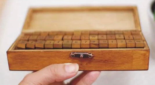 Wooden Alphabet Stamp Box