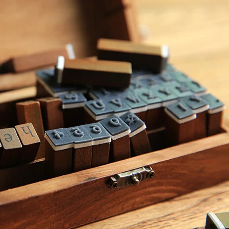 Wooden Alphabet Stamp Box