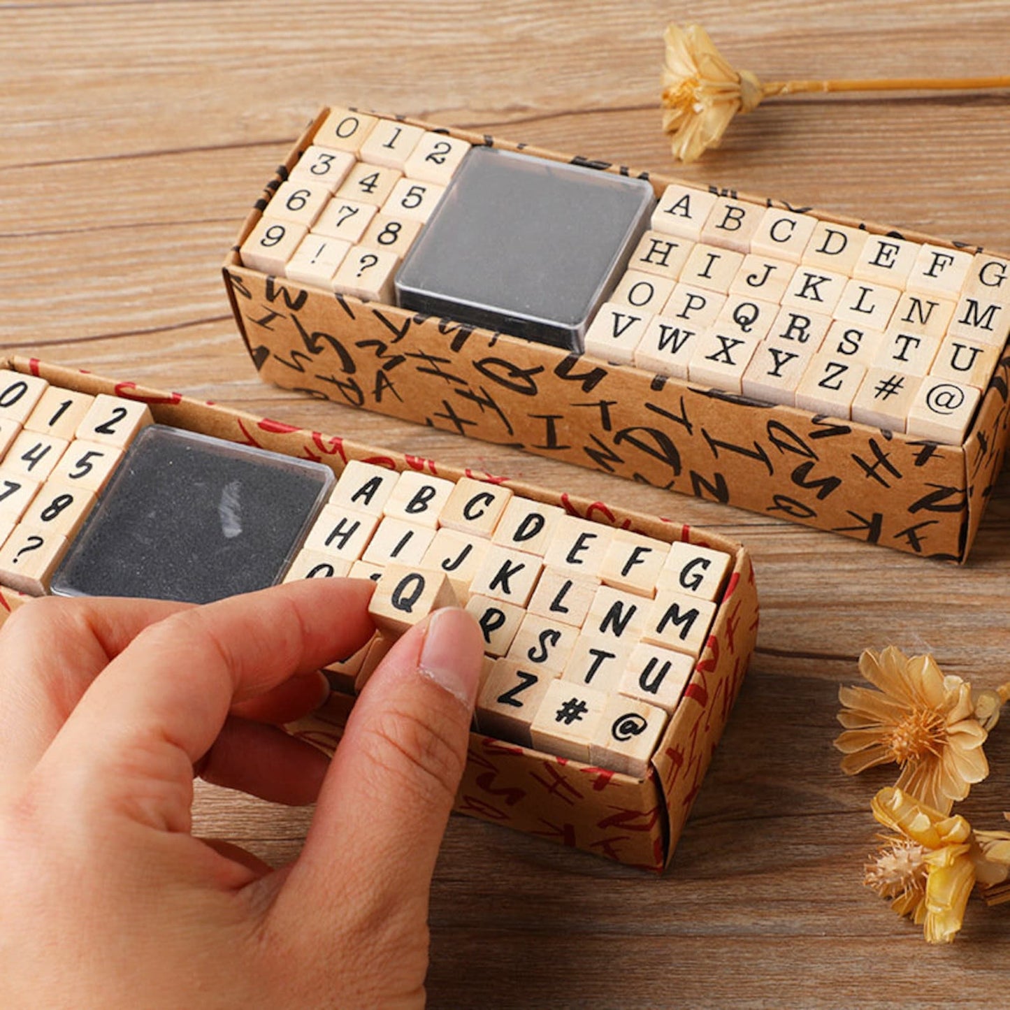 Handwritten Alphabet Wooden Stamp Set