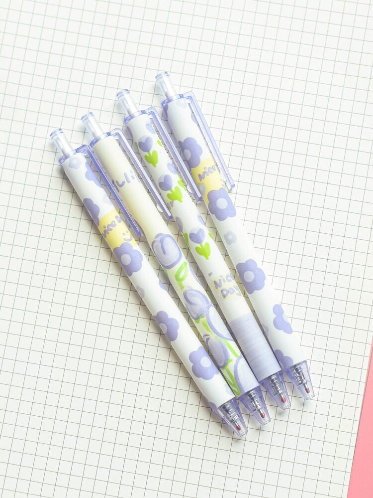 Moka Purple Floral Gel Pen Set.