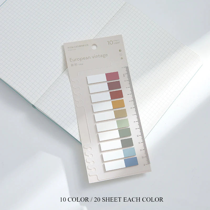 European Vintage Tag Sticky Notes With Ruler