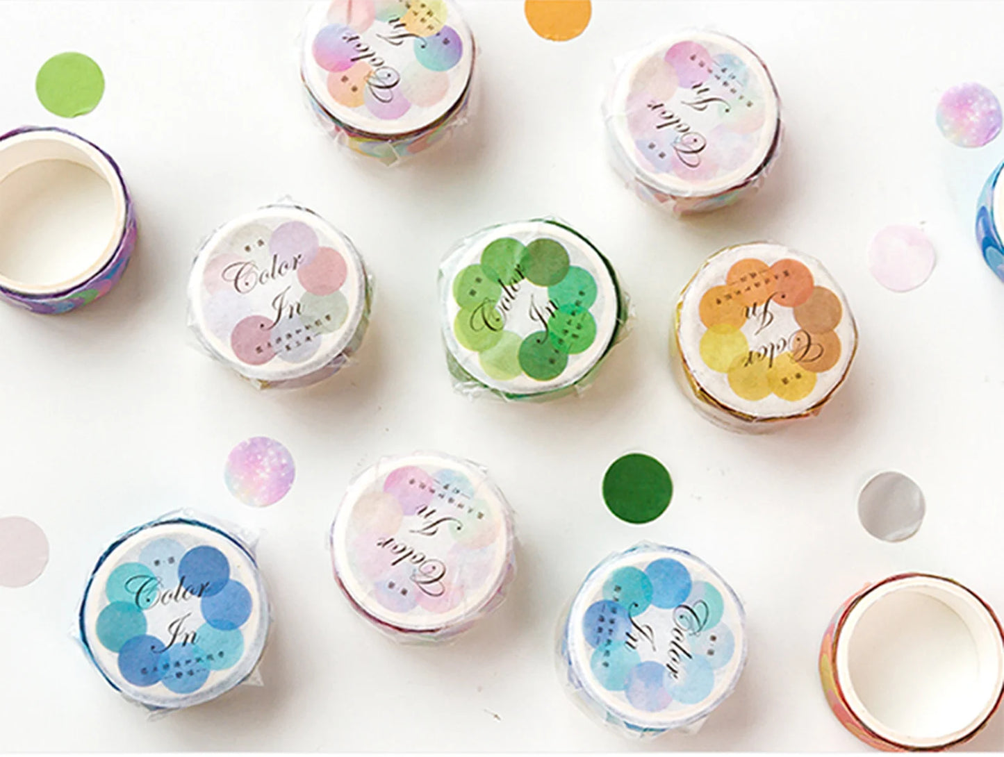 Watercolor Polka Dot Washi Stickers