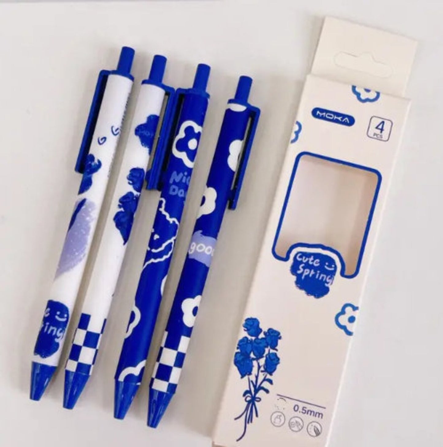 Moka Blue Rose Gel Pen Set