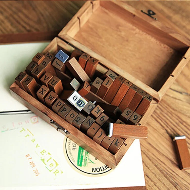 Wooden Alphabet Stamp Box