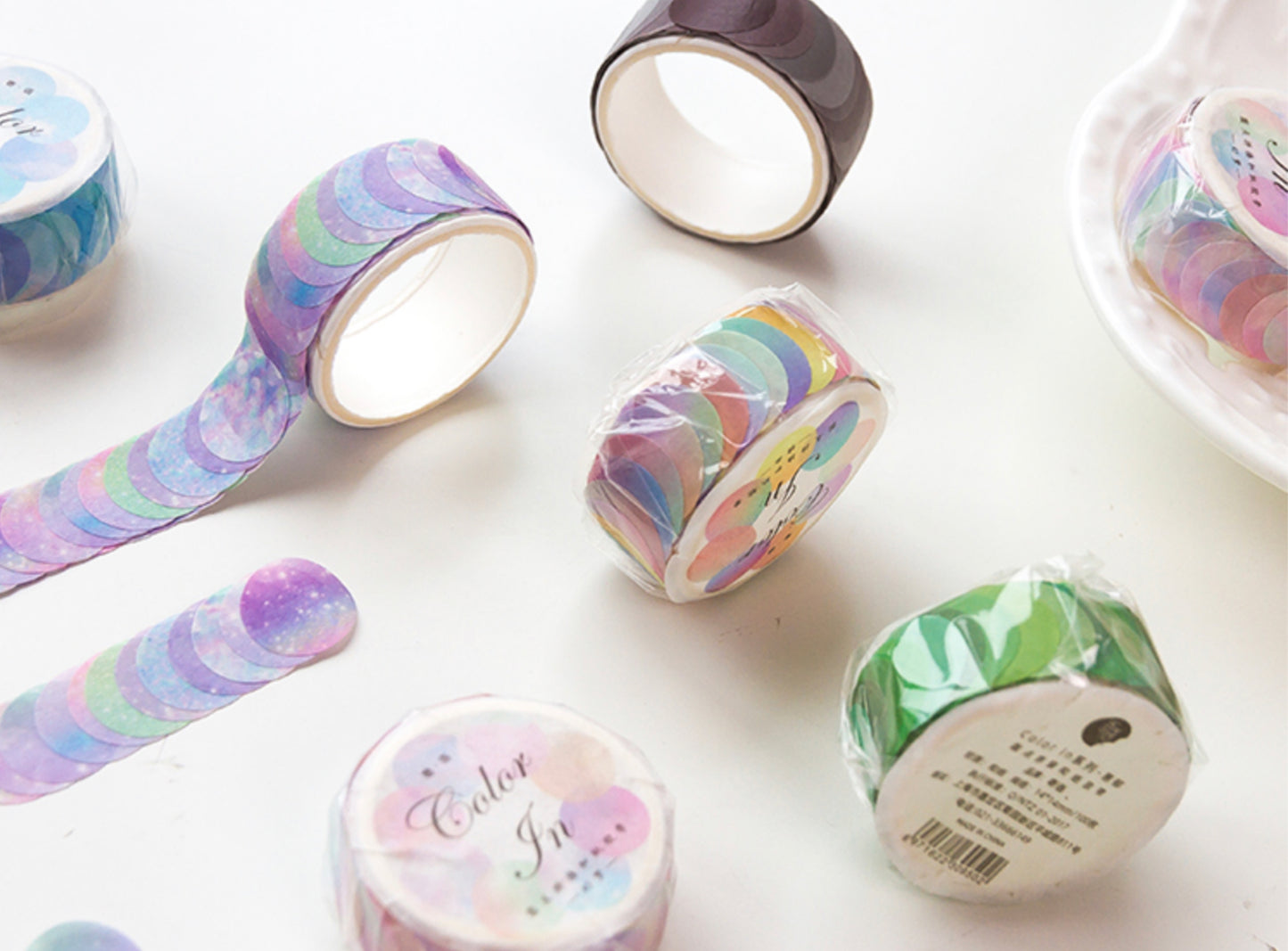 Watercolor Polka Dot Washi Stickers