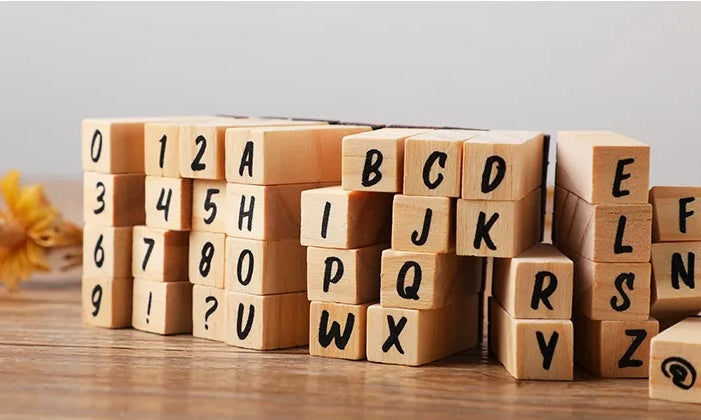 Handwritten Alphabet Wooden Stamp Set