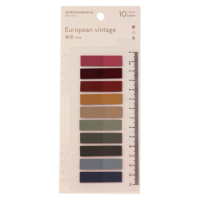 European Vintage Tag Sticky Notes With Ruler