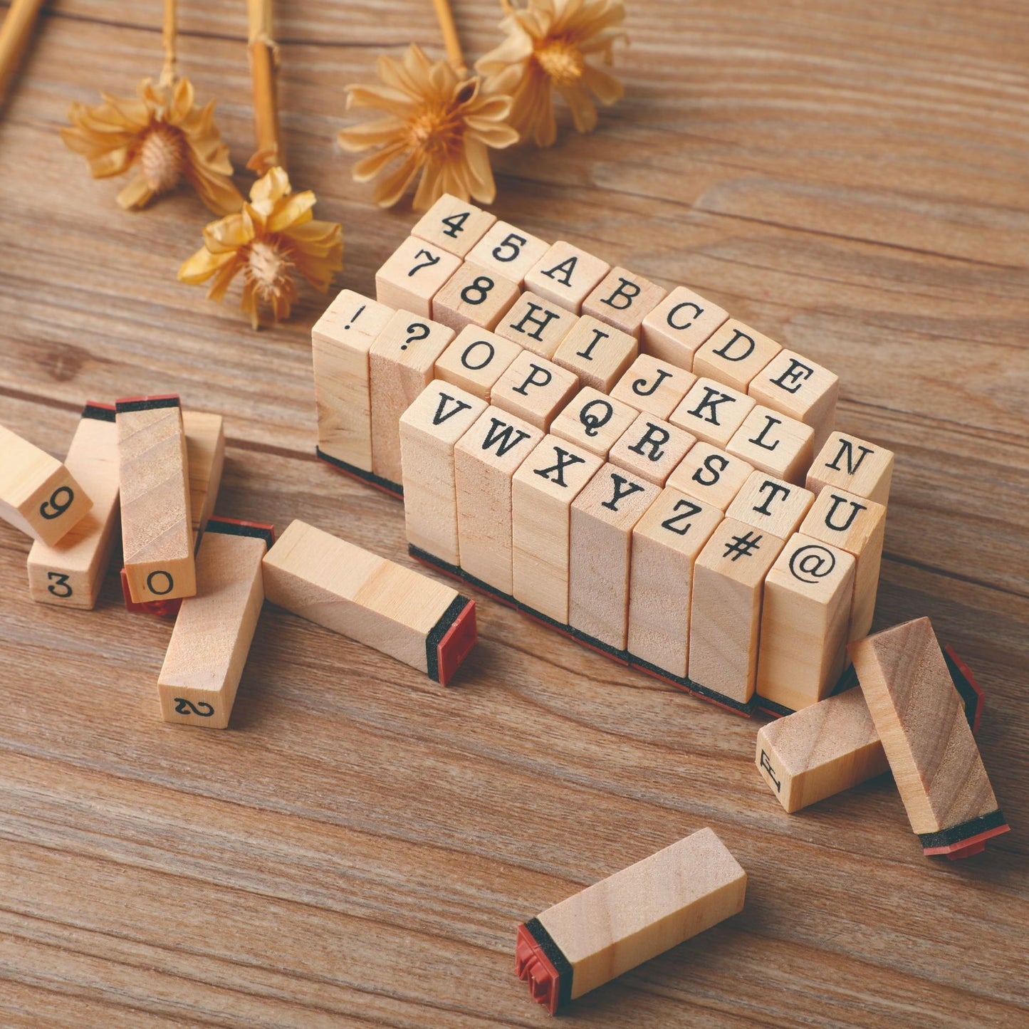 Type Writer Alphabet Wooden Stamp Set