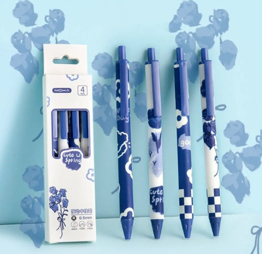 Moka Blue Rose Gel Pen Set