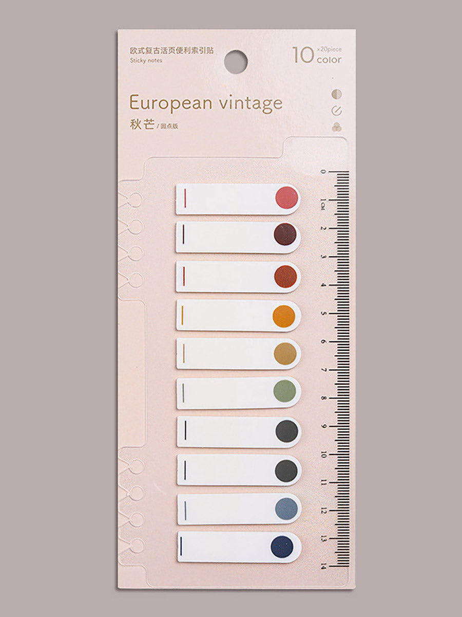 European Vintage Tag Sticky Notes With Ruler