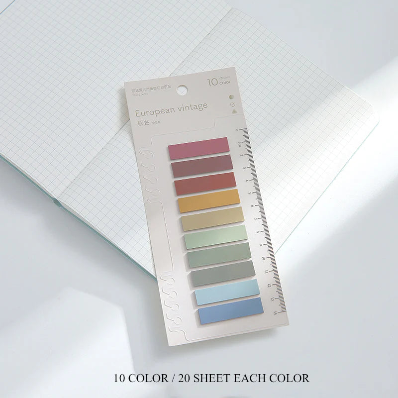 European Vintage Tag Sticky Notes With Ruler