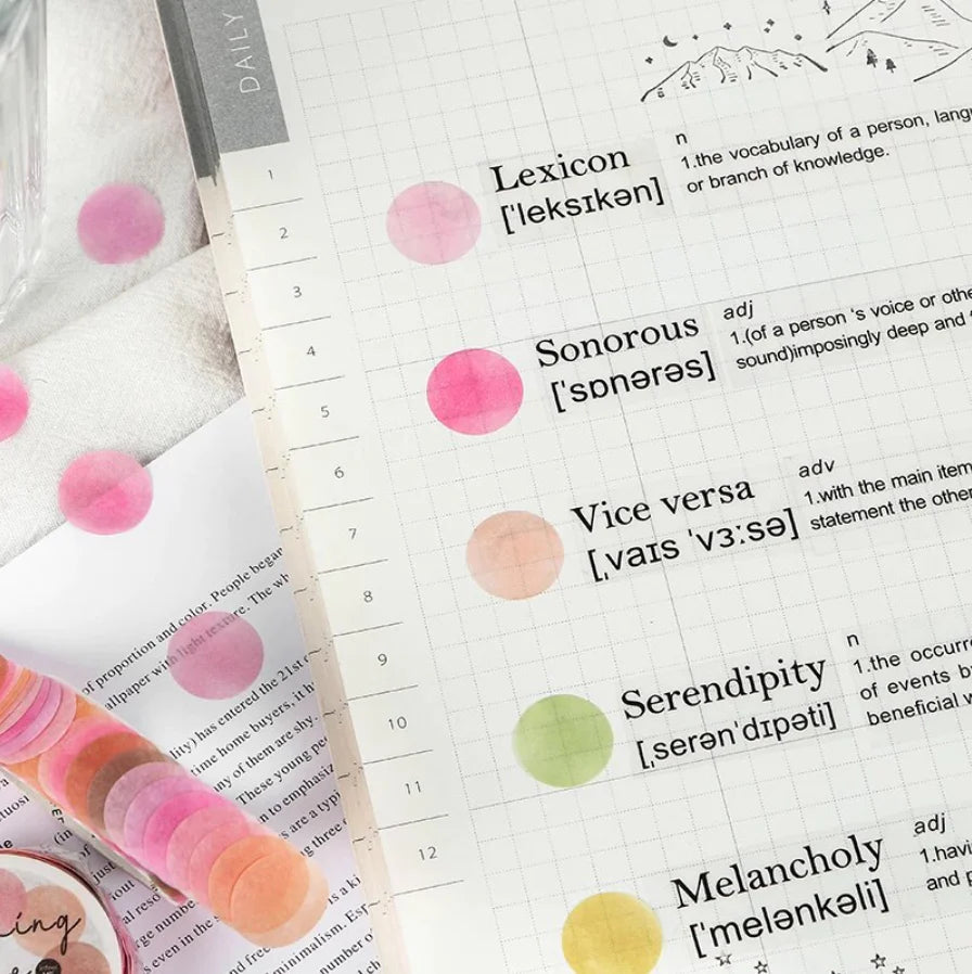 Watercolor Polka Dot Washi Stickers