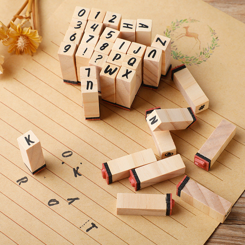 Handwritten Alphabet Wooden Stamp Set