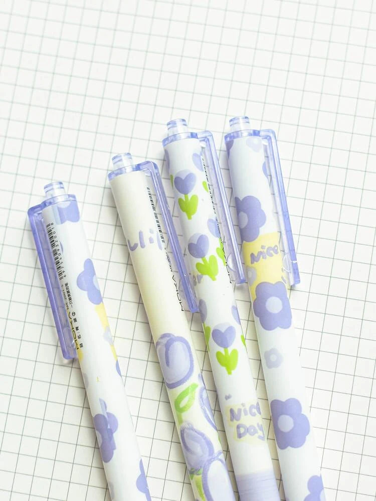 Moka Purple Floral Gel Pen Set.
