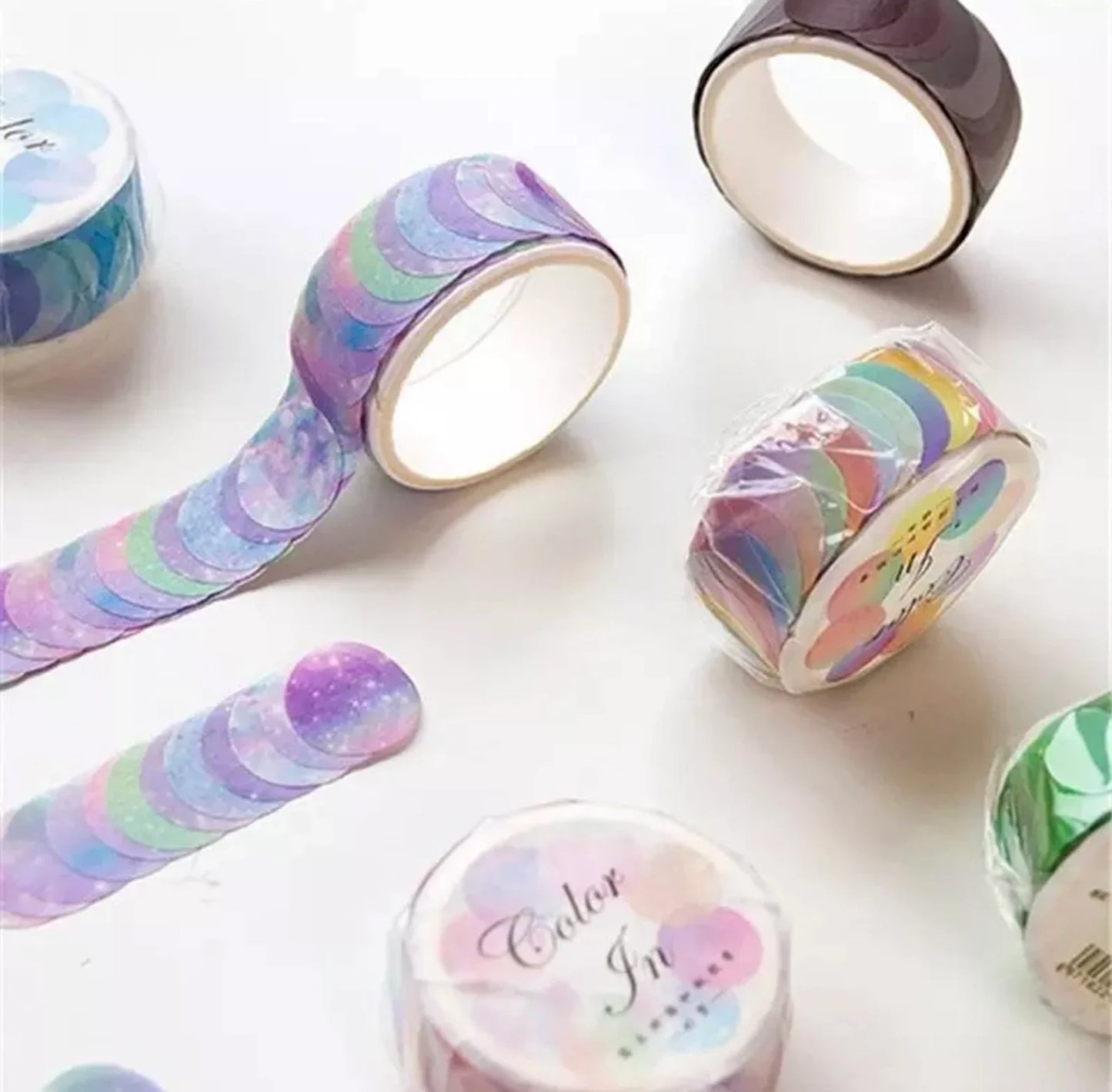 Watercolor Polka Dot Washi Stickers