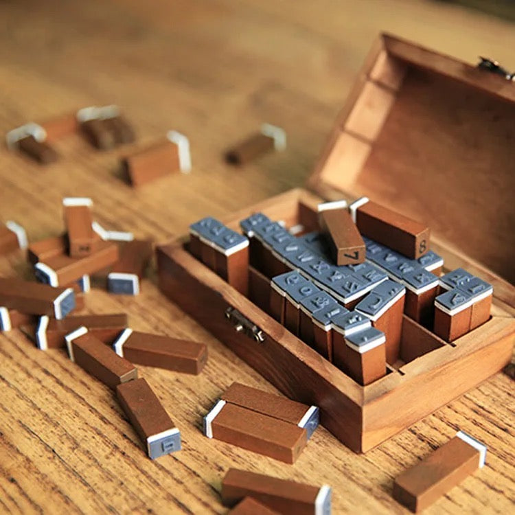 Wooden Alphabet Stamp Box