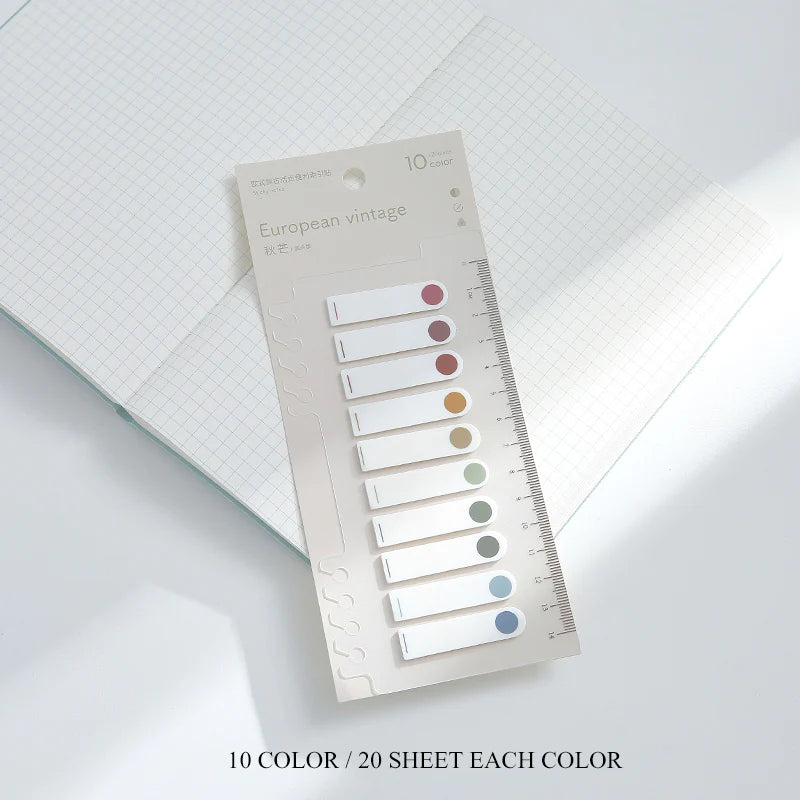 European Vintage Tag Sticky Notes With Ruler