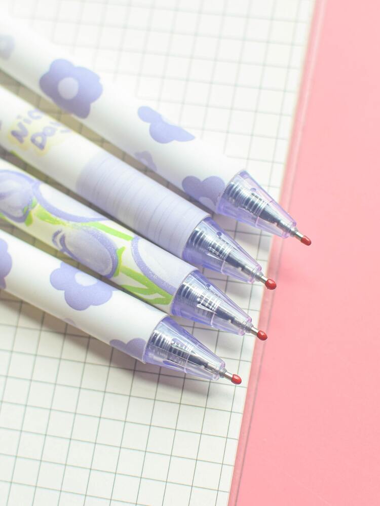 Moka Purple Floral Gel Pen Set.