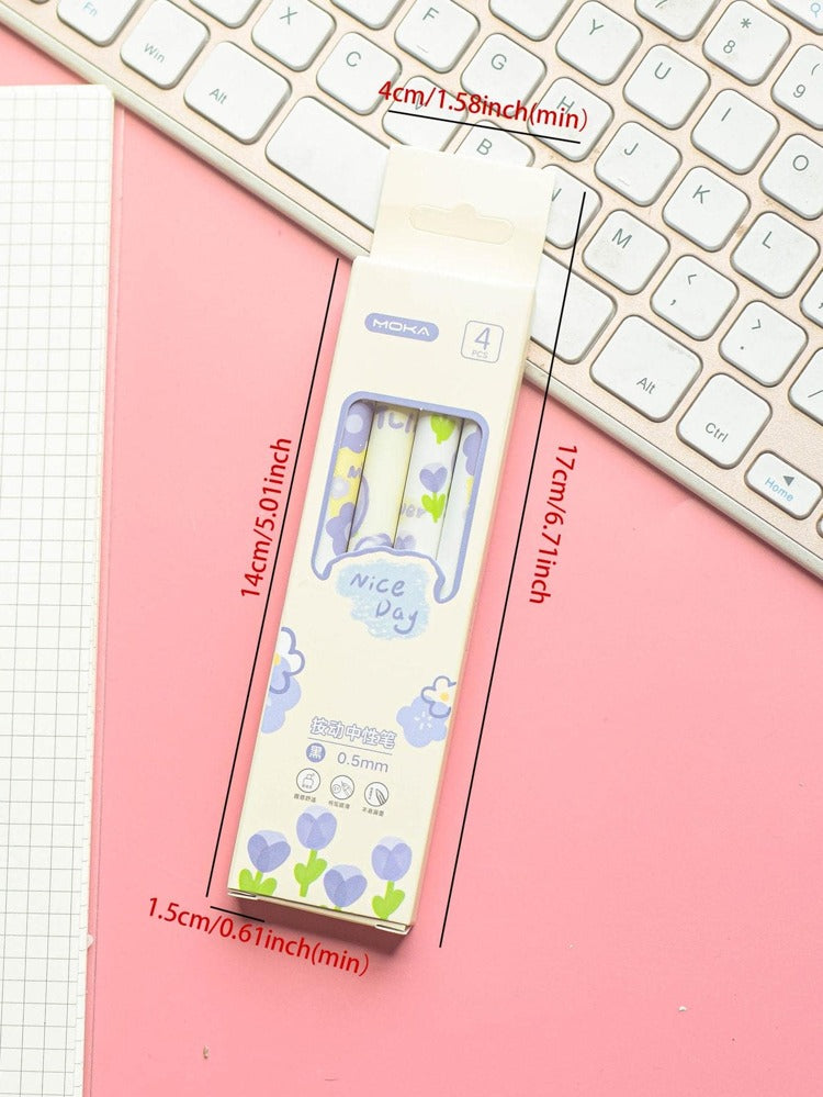 Moka Purple Floral Gel Pen Set.