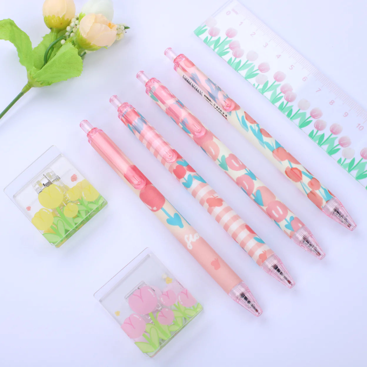 Moka Pink Tulip Gel Pen Set