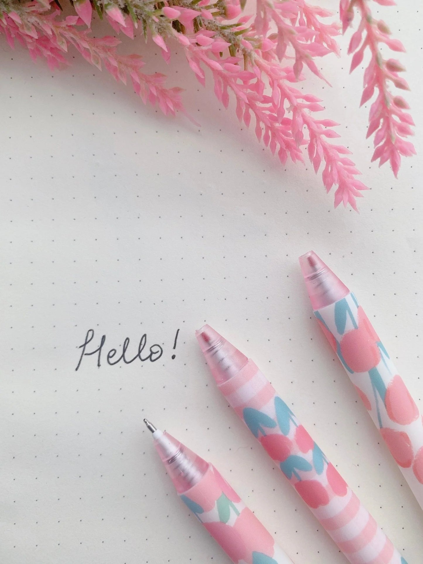 Moka Pink Tulip Gel Pen Set