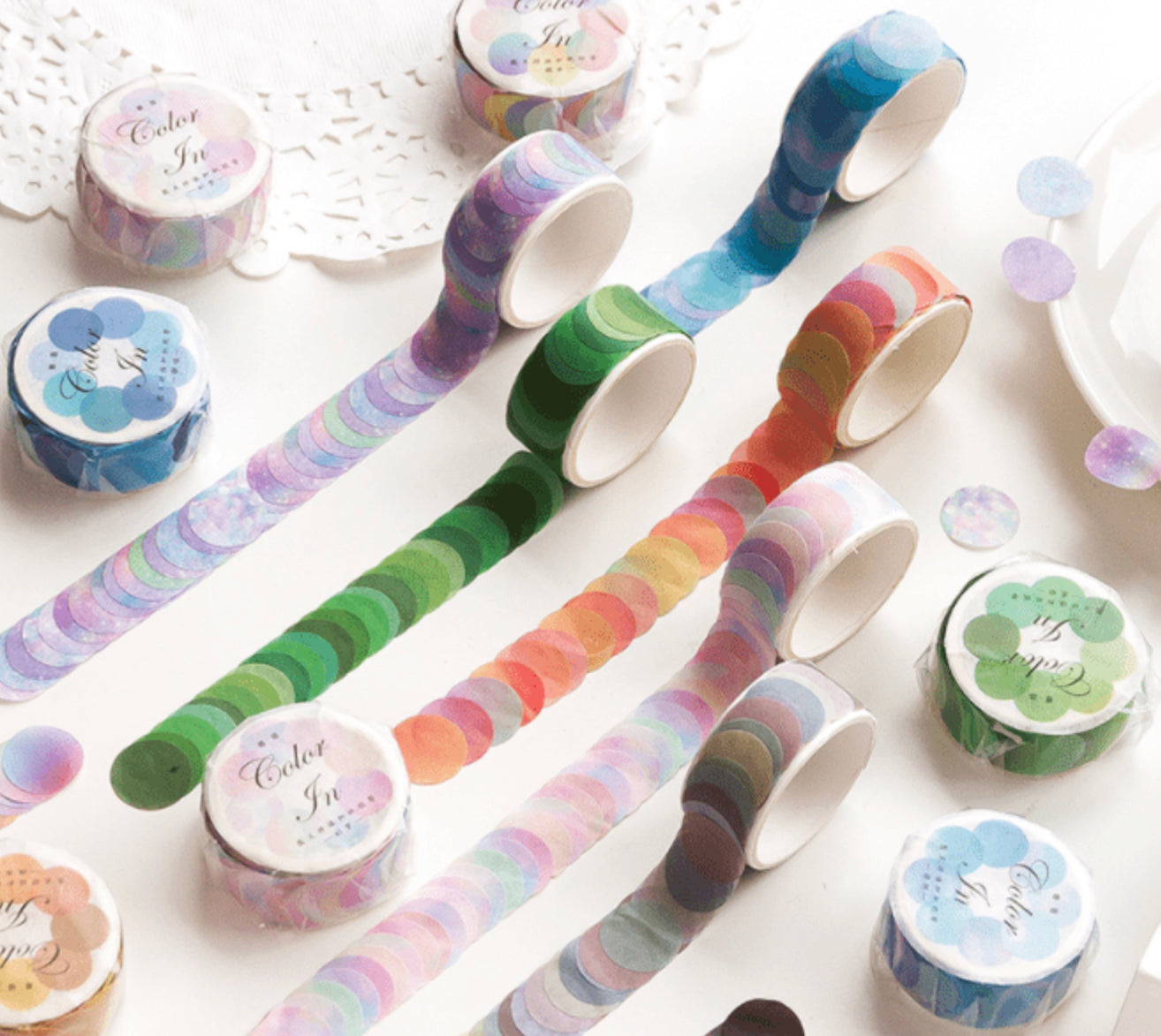 Watercolor Polka Dot Washi Stickers