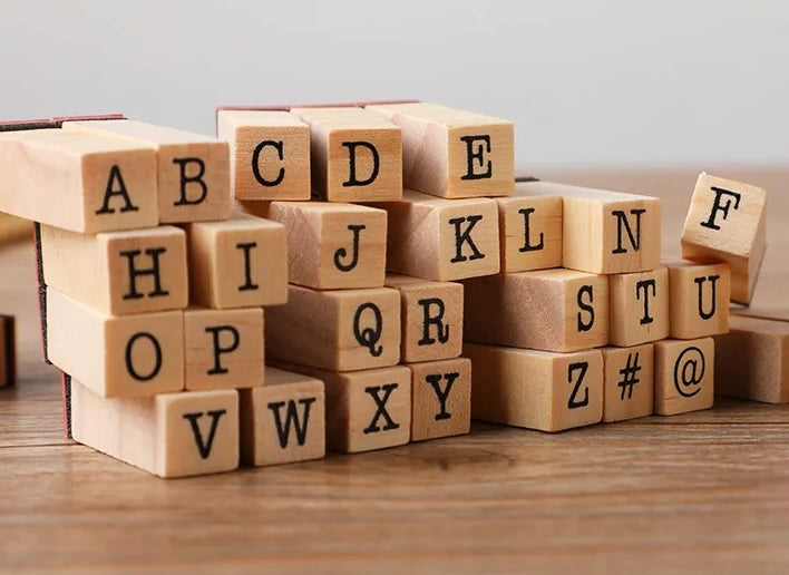 Type Writer Alphabet Wooden Stamp Set