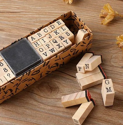Type Writer Alphabet Wooden Stamp Set