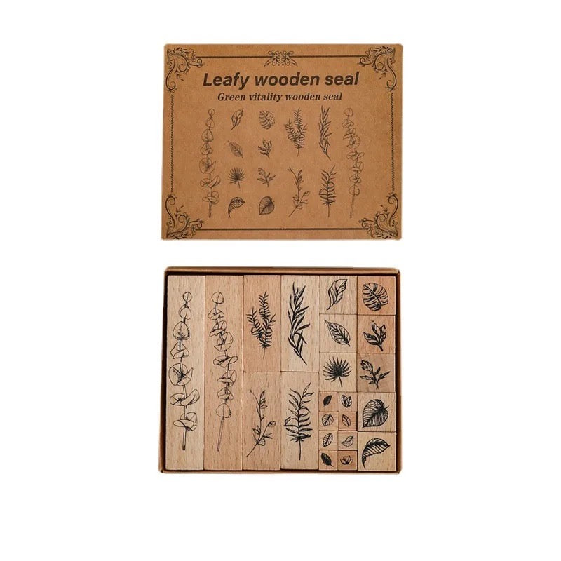 Green Vitality Wooden Stamp Set