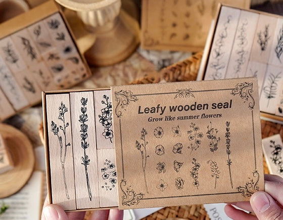 Grow Like Summer Flowers Wooden Stamp Set