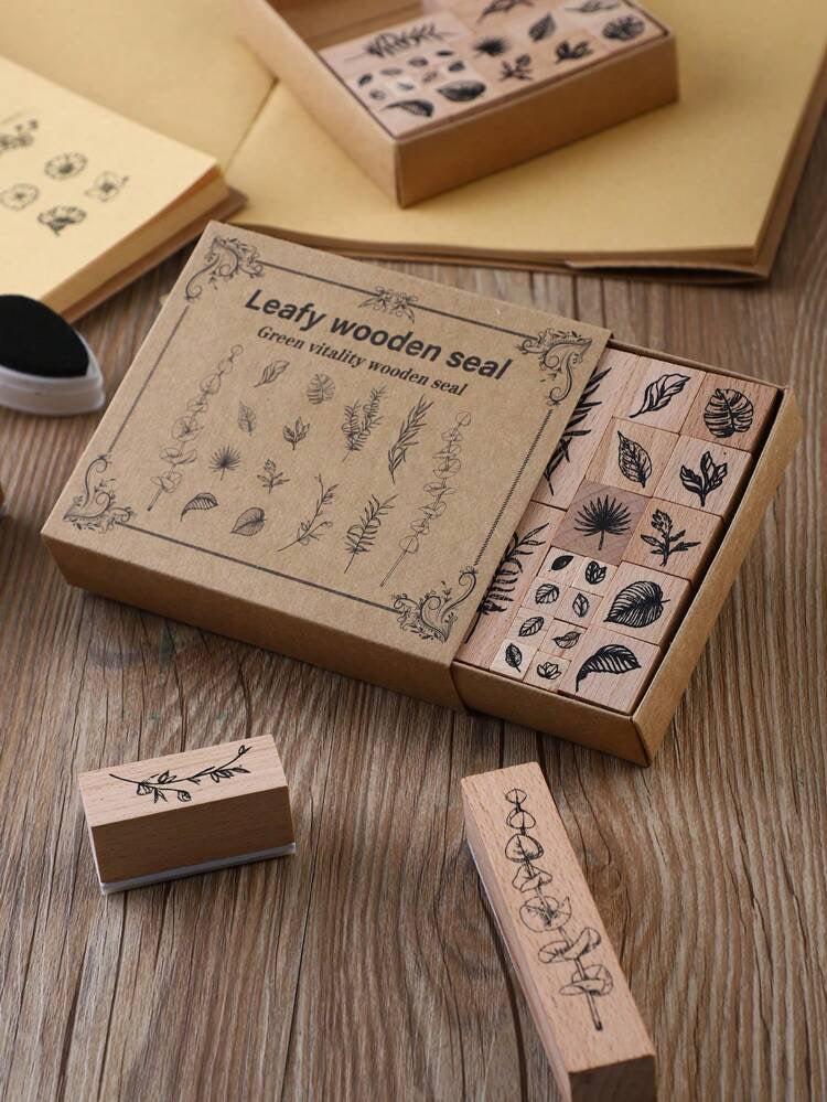 Green Vitality Wooden Stamp Set