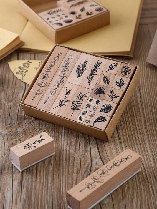 Green Vitality Wooden Stamp Set
