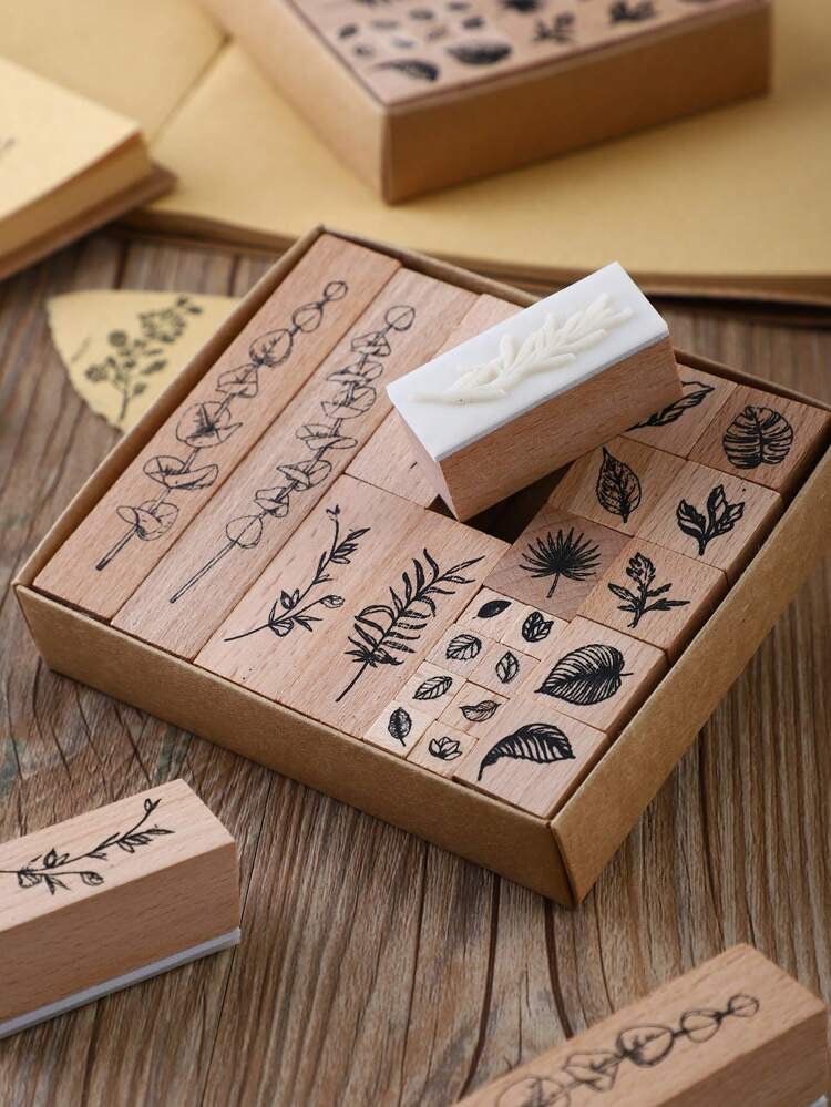 Green Vitality Wooden Stamp Set