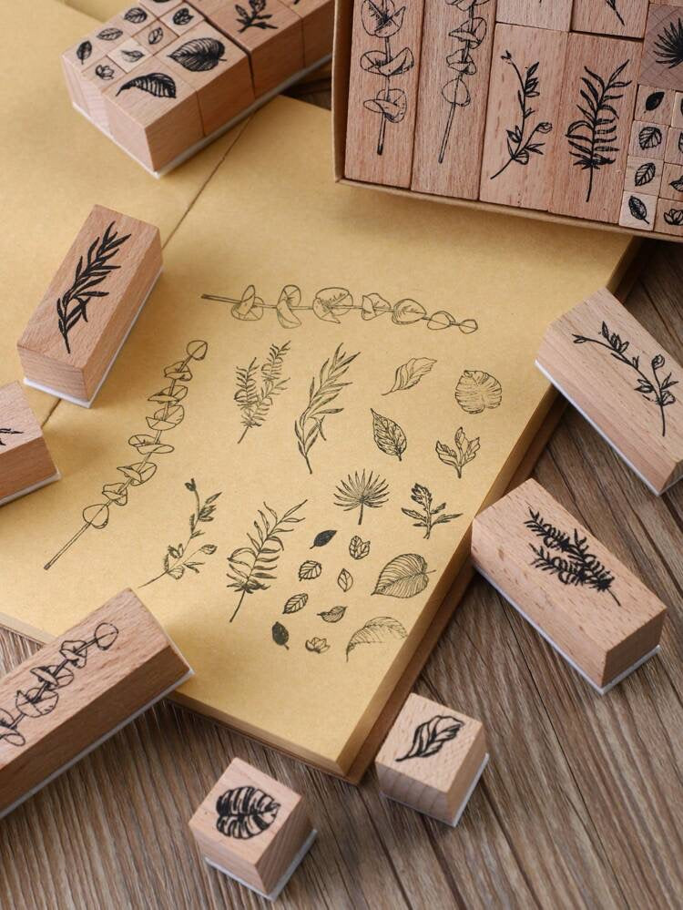 Green Vitality Wooden Stamp Set