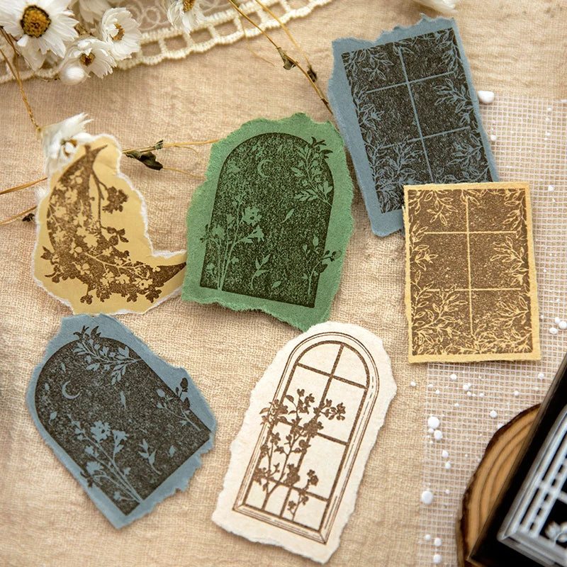 Window View Wooden Rubber Stamp
