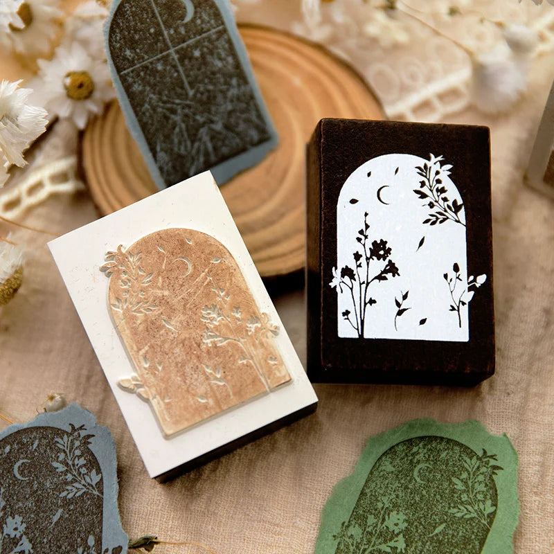 Window View Wooden Rubber Stamp