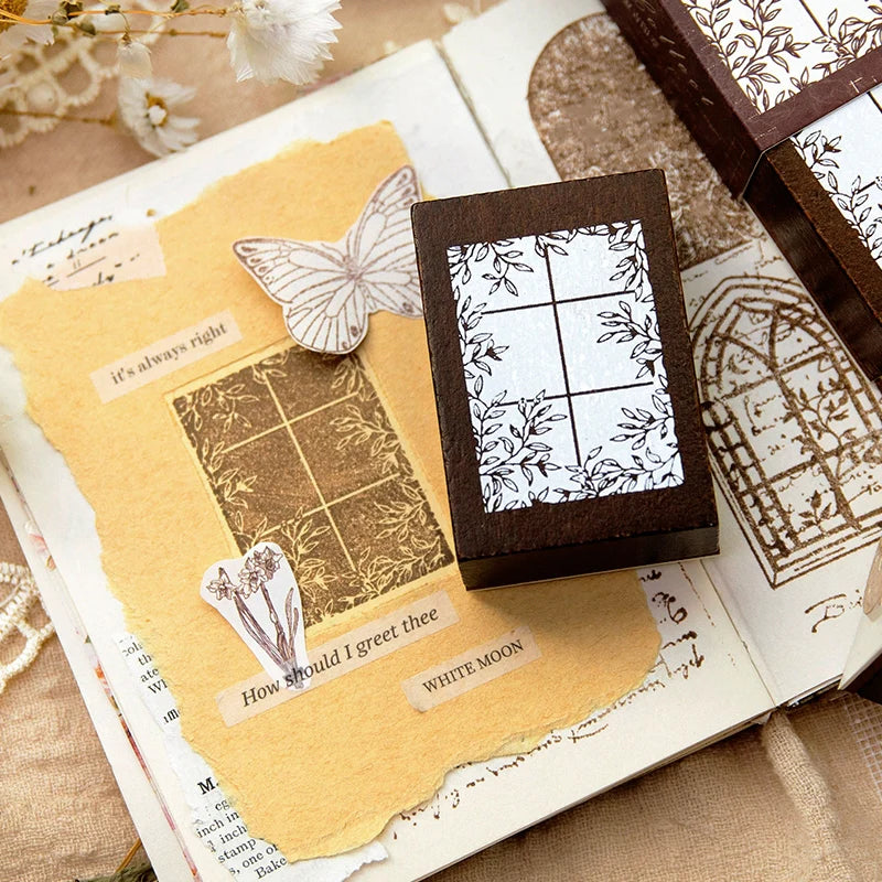 Window View Wooden Rubber Stamp