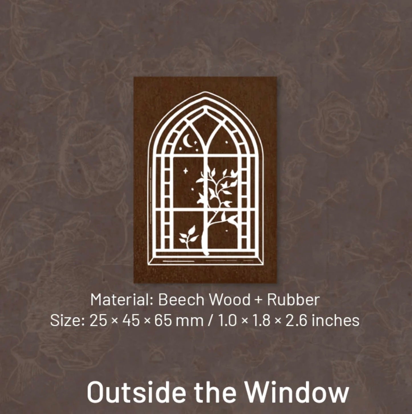 Window View Wooden Rubber Stamp