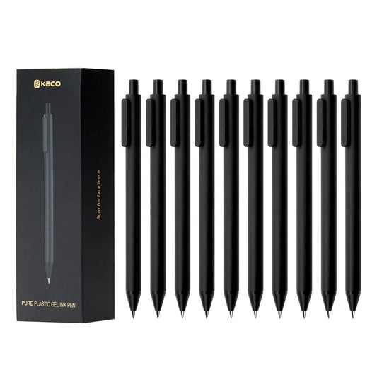 Kaco Pure Black Gel Pen - Set 0f 10