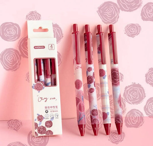 Moka Red Rose Gel Pen Set