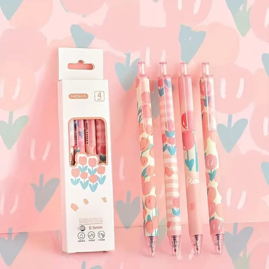 Moka Pink Tulip Gel Pen Set